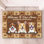 The Humans Live Here With Us - Personalized Decorative Mat - Gift For Pet Lovers