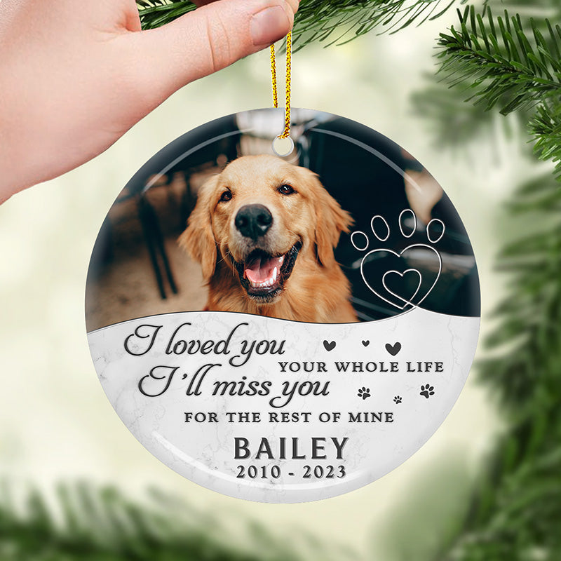 Custom Photo Miss You For The Rest Of My Life - Memorial Personalized Custom Ornament - Ceramic Round Shaped - Christmas Gift, Sympathy Gift For Pet Owners, Pet Lovers