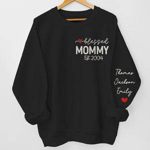 Mother’s Love Is Peace - Family Personalized Custom Unisex Embroidered Sweatshirt With Design On Sleeve - Gift For Mom, Grandma