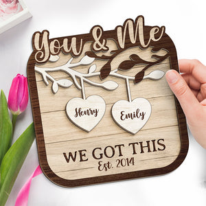 The Best Thing About Me Is You - Couple Personalized Custom 2-Layered Wooden Plaque With Stand - House Warming Gift For Husband Wife, Anniversary