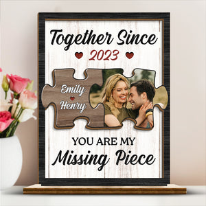 Custom Photo The Sunshine Of My Life - Couple Personalized Custom Shaped 2-Layered Wooden Plaque With Flat Stand - House Warming Gift, Gift For Husband Wife, Anniversary