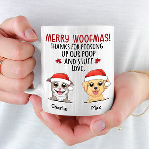 Thanks For Picking Up Our Stuff Love - Dog Personalized Custom Mug - Christmas Gift For Pet Owners, Pet Lovers