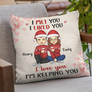 Loving You, Keeping You - Couple Personalized Custom Pillow - Christmas Gift For Husband Wife, Anniversary
