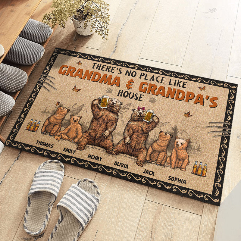 There's No Place Like Home - Family Personalized Custom Home Decor Decorative Mat - House Warming Gift, Gift For Grandpa, Grandma