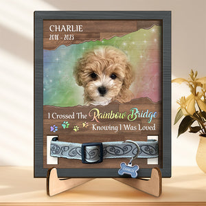 Custom Photo Love Is Wet Noses And Wagging Tails - Memorial Personalized Custom Pet Loss Sign, Collar Frame With Stand - Sympathy Gift, Gift For Pet Owners, Pet Lovers