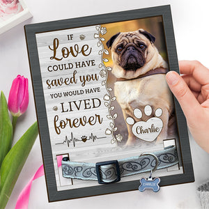 Custom Photo Time Spent With Pets Is Never Wasted - Memorial Personalized Custom Pet Loss Sign, Collar Frame With Stand - Sympathy Gift, Gift For Pet Owners, Pet Lovers