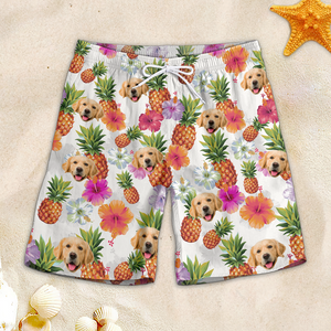 Custom Photo Let's Go To The Beach - Dog & Cat Personalized Custom Tropical Hawaiian Aloha Men Beach Shorts - Summer Vacation Gift, Birthday Party Gift For Pet Owners, Pet Lovers