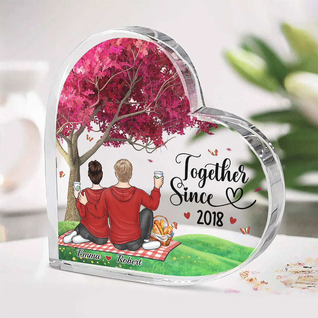 Together Since - Couple Personalized Custom Heart Shaped Acrylic Plaqu -  Pawfect House