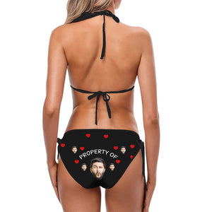Custom Photo My World My Love My Everything - Funny Personalized Custom Low Waisted Triangle Bikini - Summer Vacation Gift, Birthday Party Gift For Wife