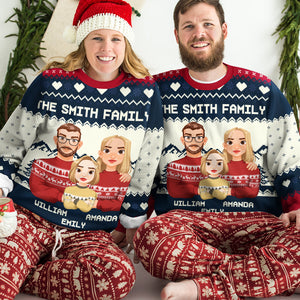La famille est le plus beau cadeau de Noël ! Sweat-shirt personnalisé pour la famille, moche et personnalisé ! Pull unisexe en laine ! Cadeau de Noël pour les membres de la famille