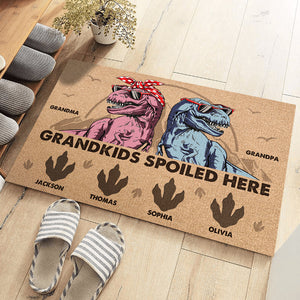 Grandkids Spoiled Here - Family Personalized Custom Home Decor Decorative Mat - House Warming Gift, Gift For Grandpa, Grandma