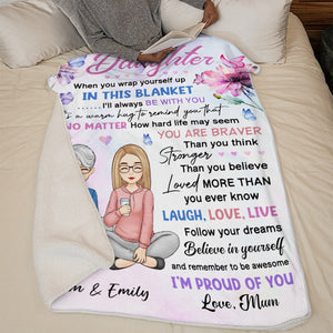 To My Little Girl - Family Personalized Custom Blanket - Christmas Gift From Mom