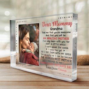 Custom Photo The World's Best Mother - Family Personalized Custom Rectangle Shaped Acrylic Plaque - Mother's Day, Baby Shower Gift, Gift For First Mom