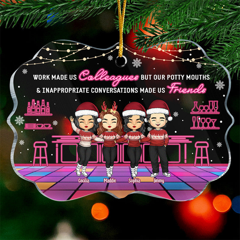 Work Made Us Colleagues - Coworker Personalized Custom Ornament - Acrylic Benelux Shaped - Christmas Gift For Coworkers, Work Friends, Colleagues