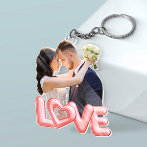 Custom Photo In Your Eyes, I See My Future - Couple Personalized Custom Shaped Acrylic Keychain - Gift For Husband Wife, Anniversary