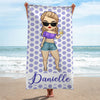 Happiness Comes In Waves - Bestie Personalized Custom Beach Towel - Gift For Best Friends, BFF, Sisters