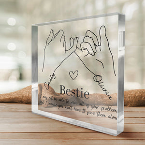 Pinky Promise - Bestie Personalized Custom Square Shaped Acrylic Plaque - Gift For Best Friends, BFF, Sisters