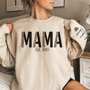 The Happiest Mama - Family Personalized Custom Unisex Sweatshirt With Design On Sleeve - Birthday Gift For Mom, Grandma