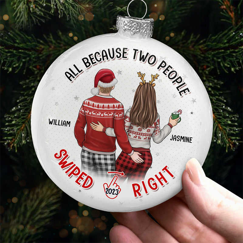 You Are My Favorite Person In The Universe - Couple Personalized Custom White Flat Ball Ornament - Christmas Gift For Husband Wife, Anniversary