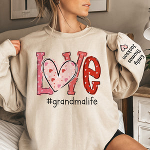 First My Grandma Forever My Friend - Family Personalized Custom Unisex Sweatshirt With Design On Sleeve - Gift For Grandma