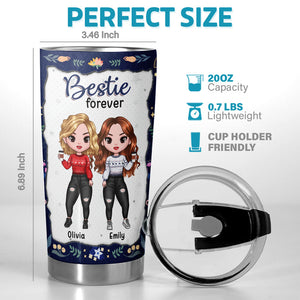 Not Sisters By Blood But Sisters By Heart - Bestie Personalized Custom Tumbler - Christmas Gift For Best Friends, BFF, Sisters