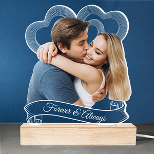 Custom Photo Love You Forever - Couple Personalized Custom Shaped 3D LED Light - Upload Photo Gift For Husband Wife, Anniversary