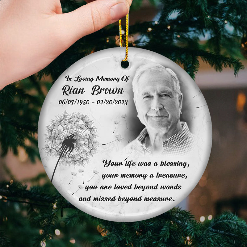 Custom Photo You Are At Peace - Memorial Personalized Custom Ornament - Ceramic Round Shaped - Christmas Gift, Sympathy Gift For Family Members