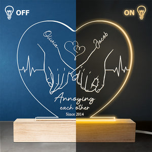 Annoying Each Other - Couple Personalized Custom Heart Shaped 3D LED Light - Gift For Husband Wife, Anniversary