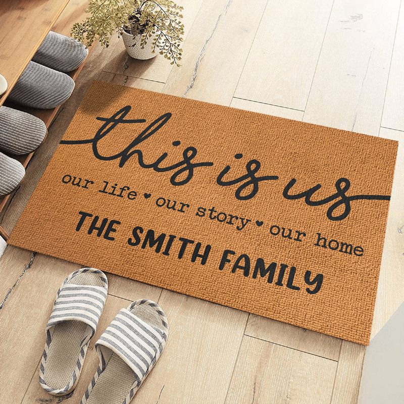 Our Life Our Story Our Home - Family Personalized Custom Decorative Mat - Gift For Family Members