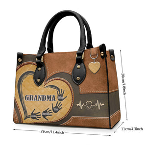 Grandma, We Always Love You - Family Personalized Custom Leather Handbag - Gift For Grandma