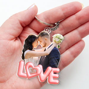 Custom Photo In Your Eyes, I See My Future - Couple Personalized Custom Shaped Acrylic Keychain - Gift For Husband Wife, Anniversary