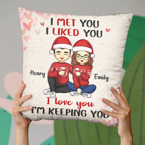 Loving You, Keeping You - Couple Personalized Custom Pillow - Christmas Gift For Husband Wife, Anniversary