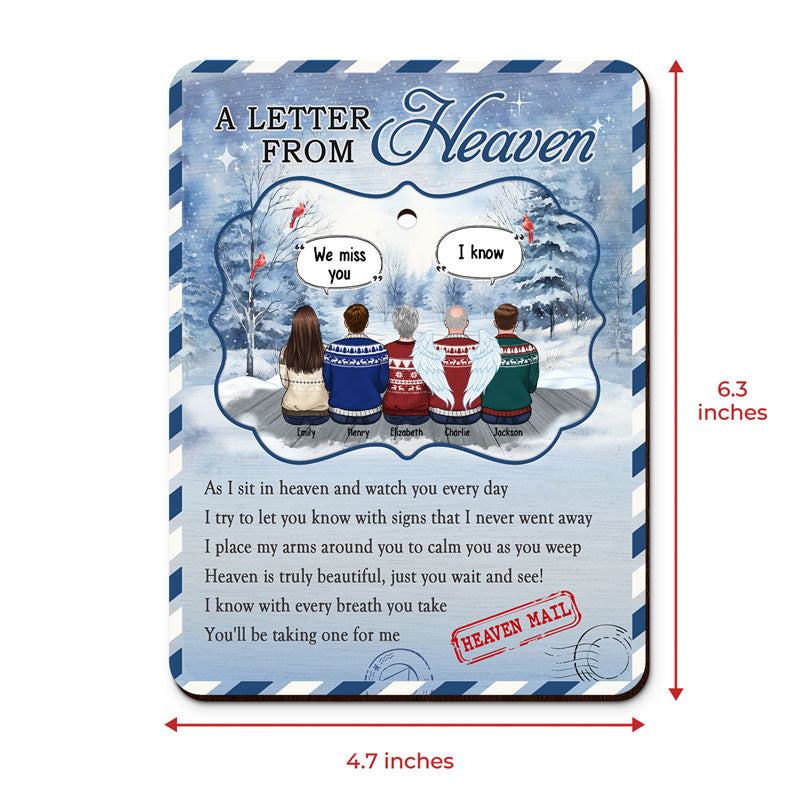 Heaven Mail - Memorial Personalized Custom Wooden Card With Pop Out Ornament - Christmas Gift, Sympathy Gift For Family Members