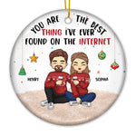 Custom Name Funny Internet Quote Christmas Gifts for Couples - Personalized Ceramic Ornament
