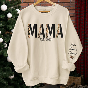 The Happiest Mama - Family Personalized Custom Unisex Sweatshirt With Design On Sleeve - Birthday Gift For Mom, Grandma