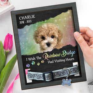 Custom Photo Love Is Wet Noses And Wagging Tails - Memorial Personalized Custom Pet Loss Sign, Collar Frame With Stand - Sympathy Gift, Gift For Pet Owners, Pet Lovers