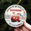 Congrats On Being My Man - Couple Personalized Custom Ornament - Ceramic Round Shaped - Christmas Gift For Husband Wife, Anniversary