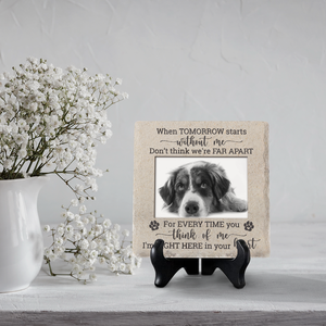 Custom Photo I'm Right Here In Your Heart - Memorial Personalized Custom Square Shaped Ceramic Plaque With Stand - Sympathy Gift, Gift For Pet Owners, Pet Lovers