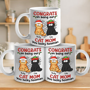 You Lucky Hooman - Cat Personalized Custom Mug - Christmas Gift For Pet Owners, Pet Lovers