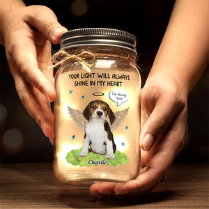 Custom Photo My Heart Was Not Ready To Lose You - Memorial Personalized Custom Mason Jar Light - Sympathy Gift For Pet Owners, Pet Lovers