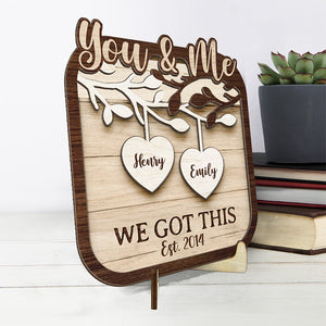 The Best Thing About Me Is You - Couple Personalized Custom 2-Layered Wooden Plaque With Stand - House Warming Gift For Husband Wife, Anniversary