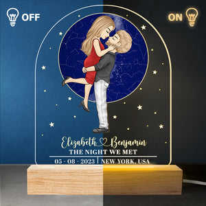 The Day You Said Yes - Couple Personalized Custom Shaped 3D LED Light - Gift For Husband Wife, Anniversary