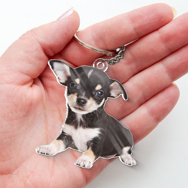 Custom Photo Acrylic Keychain - Personalized Birthday Gifts For Dog Cat Lovers, Dog Dad And Mom, Cat Owners - My Furry Friend Is My Holiday Cheer