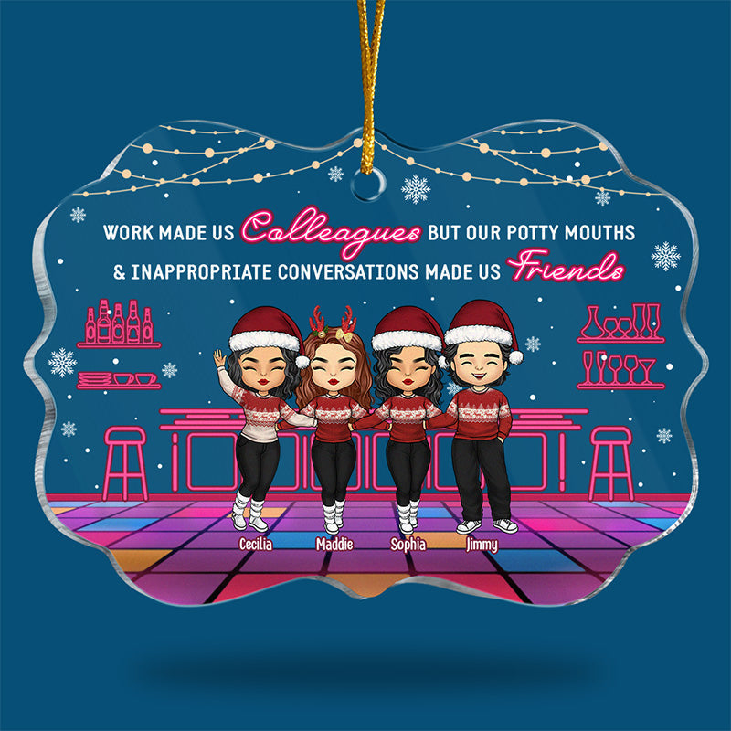 Work Made Us Colleagues - Coworker Personalized Custom Ornament - Acrylic Benelux Shaped - Christmas Gift For Coworkers, Work Friends, Colleagues