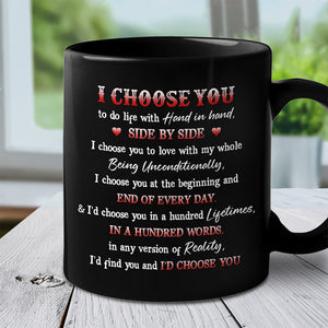 Hand In Hand Side By Side - Couple Personalized Custom Black Mug - Gift For Husband Wife, Anniversary