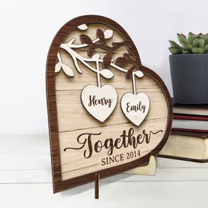 God Gave Me You - Couple Personalized Custom 2-Layered Wooden Plaque With Stand - House Warming Gift For Husband Wife, Anniversary