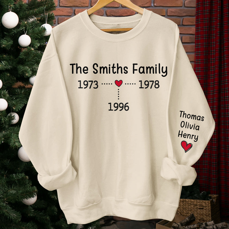 Family Forever - Family Personalized Custom Unisex Sweatshirt With Design On Sleeve - Christmas Gift For Family Members