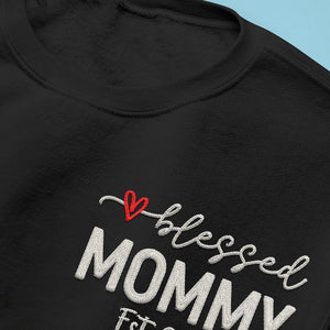 Mother’s Love Is Peace - Family Personalized Custom Unisex Embroidered Sweatshirt With Design On Sleeve - Gift For Mom, Grandma