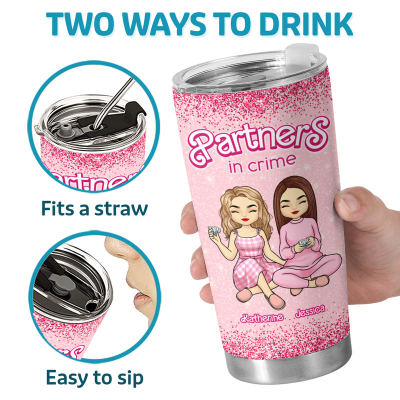 Pretty In Pink - Bestie Personalized Custom Tumbler - Christmas Gift For Best Friends, BFF, Sisters