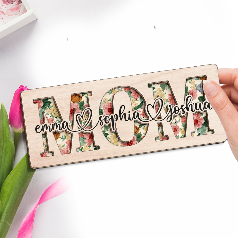 Mum You Are The Piece That Holds Us Together - Family Personalized Custom 2-Layered Wooden Plaque With Stand - House Warming Gift For Mom
